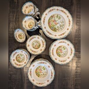 Royal Albert Chelsea Bird Blue 48pc Dinner Set, 8 Place Settings Made In England